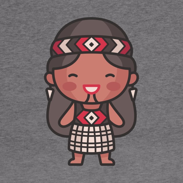 Cute Maori Girl Cartoon Character by SLAG_Creative